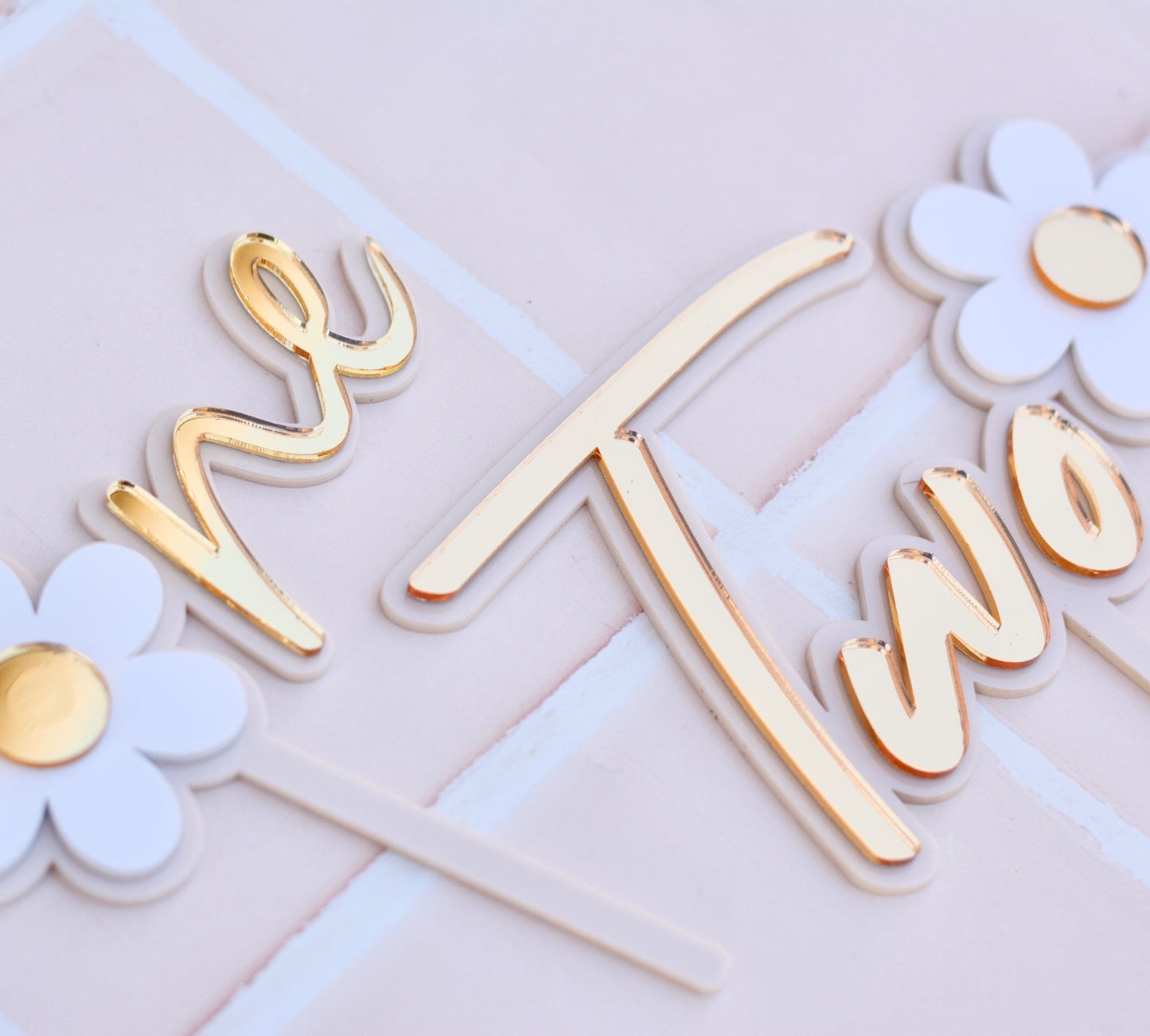 ‘Two’ Daisy Cake Topper - Premium  from The Aesthetic Gift Co - Just $24.99! Shop now at The Aesthetic Gift Co