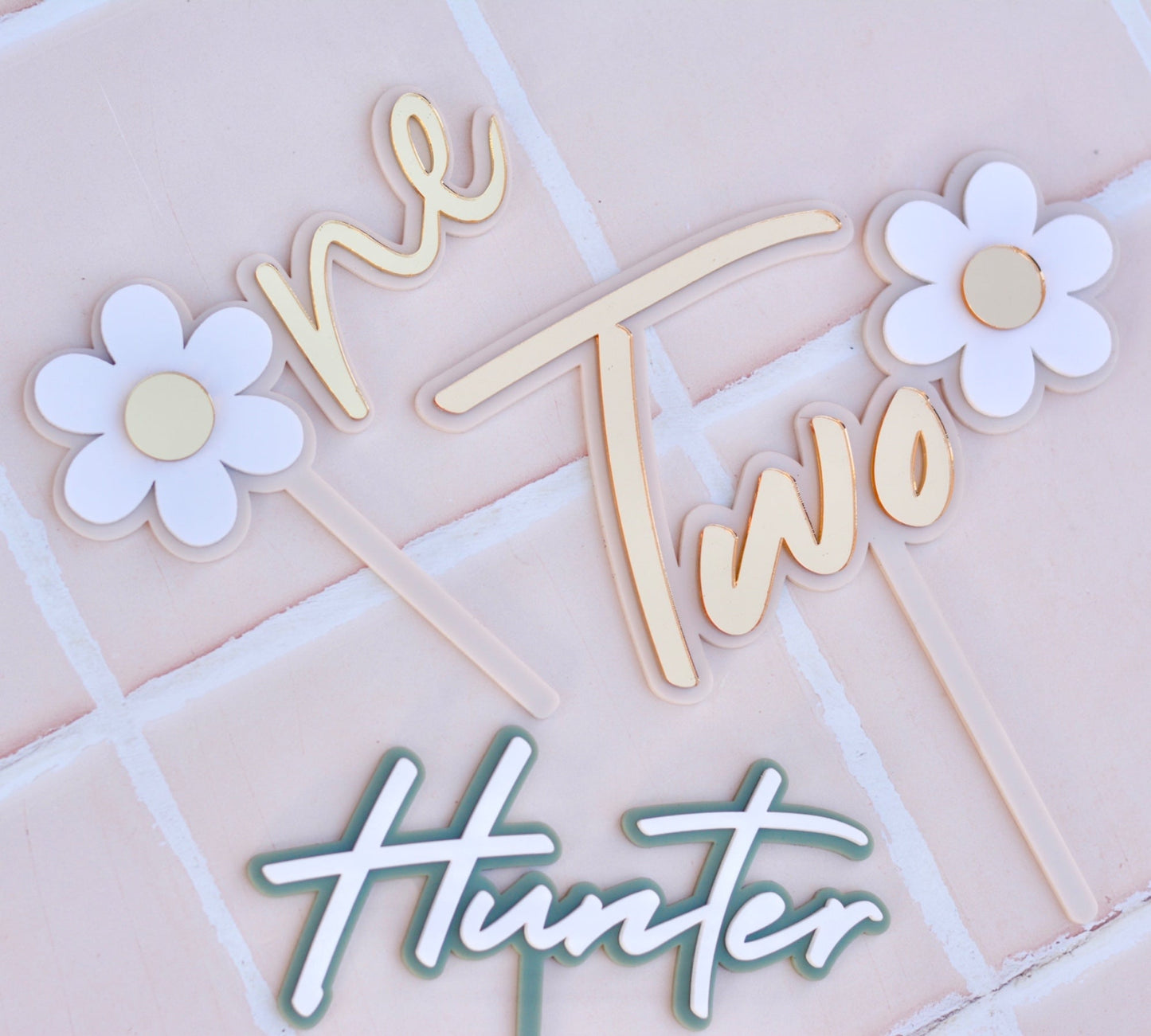 Simple Name Two Layer Cake Topper - Premium  from The Aesthetic Gift Co - Just $24.99! Shop now at The Aesthetic Gift Co