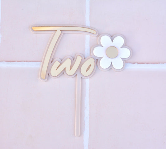 ‘Two’ Daisy Cake Topper - Premium  from The Aesthetic Gift Co - Just $24.99! Shop now at The Aesthetic Gift Co