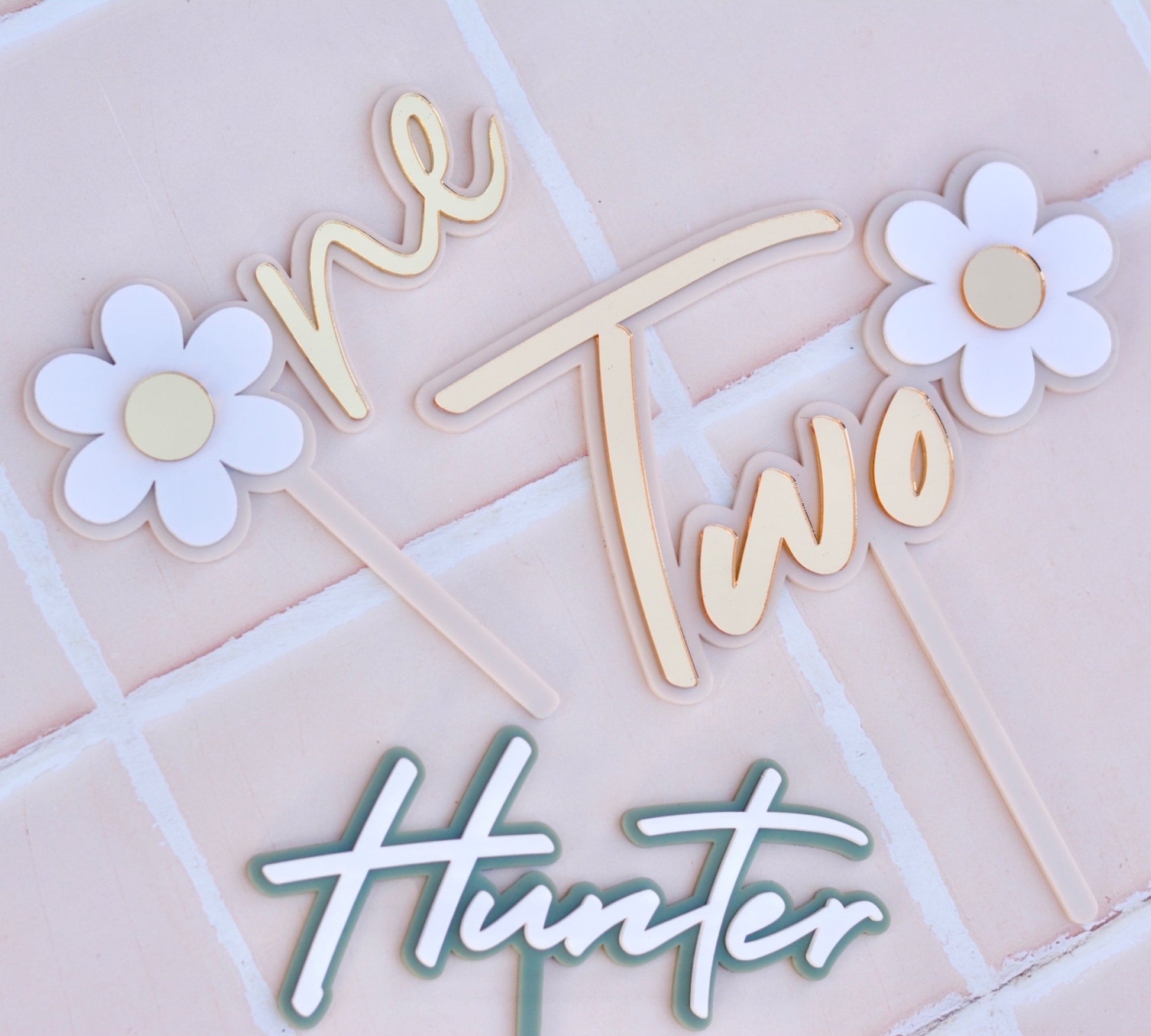 Simple Name Two Layer Cake Topper - Premium  from The Aesthetic Gift Co - Just $22.99! Shop now at The Aesthetic Gift Co
