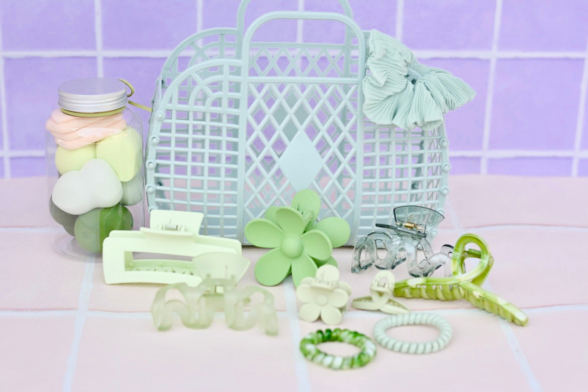 Hair Accessory Gift Bag - Green - Premium Hair Accessory Gift Pack from The Aesthetic Gift Co - Just $59.99! Shop now at The Aesthetic Gift Co