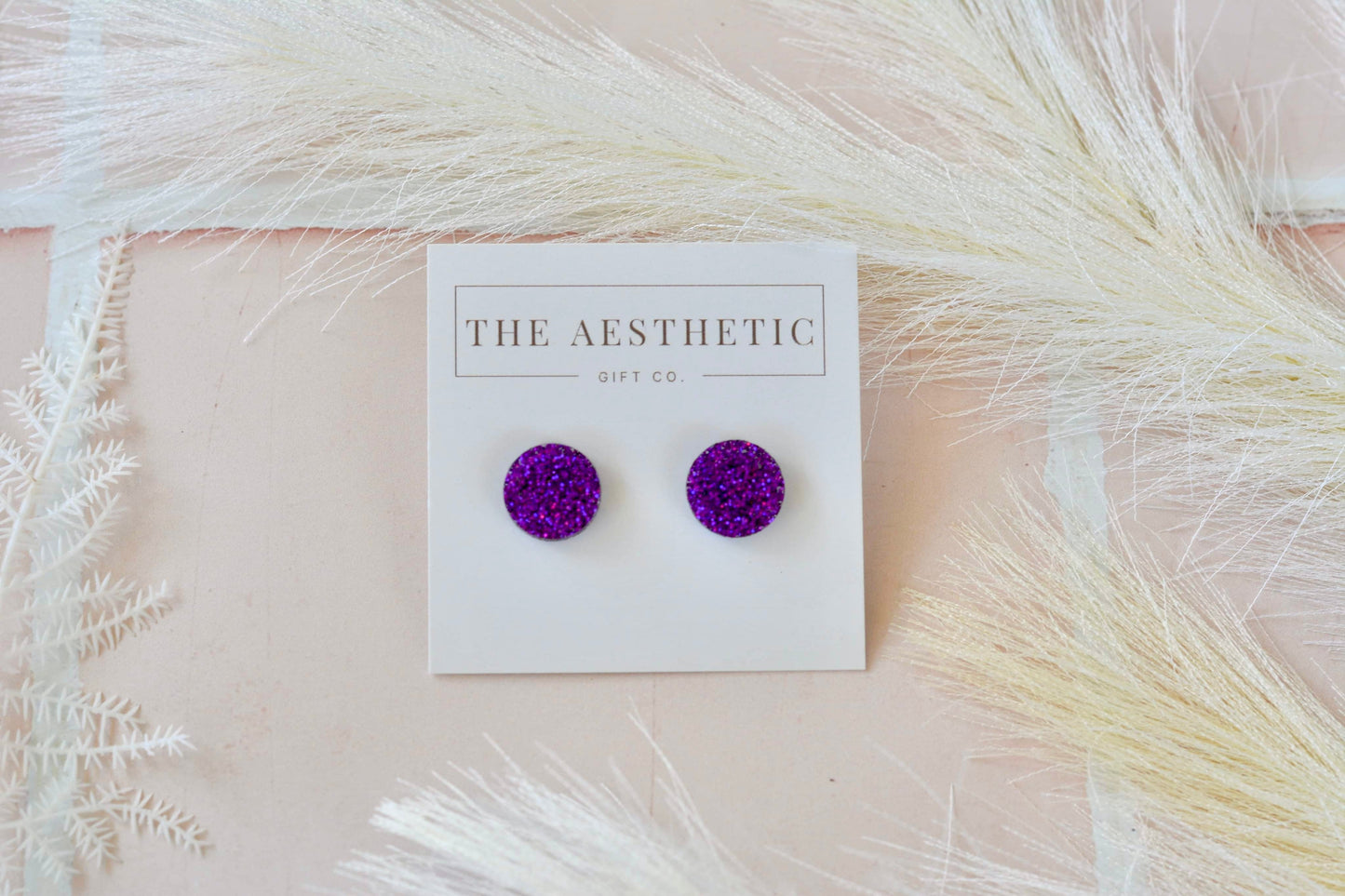 Dot Studs - Purple Glitter - Premium  from The Aesthetic Gift Co - Just $12.0! Shop now at The Aesthetic Gift Co