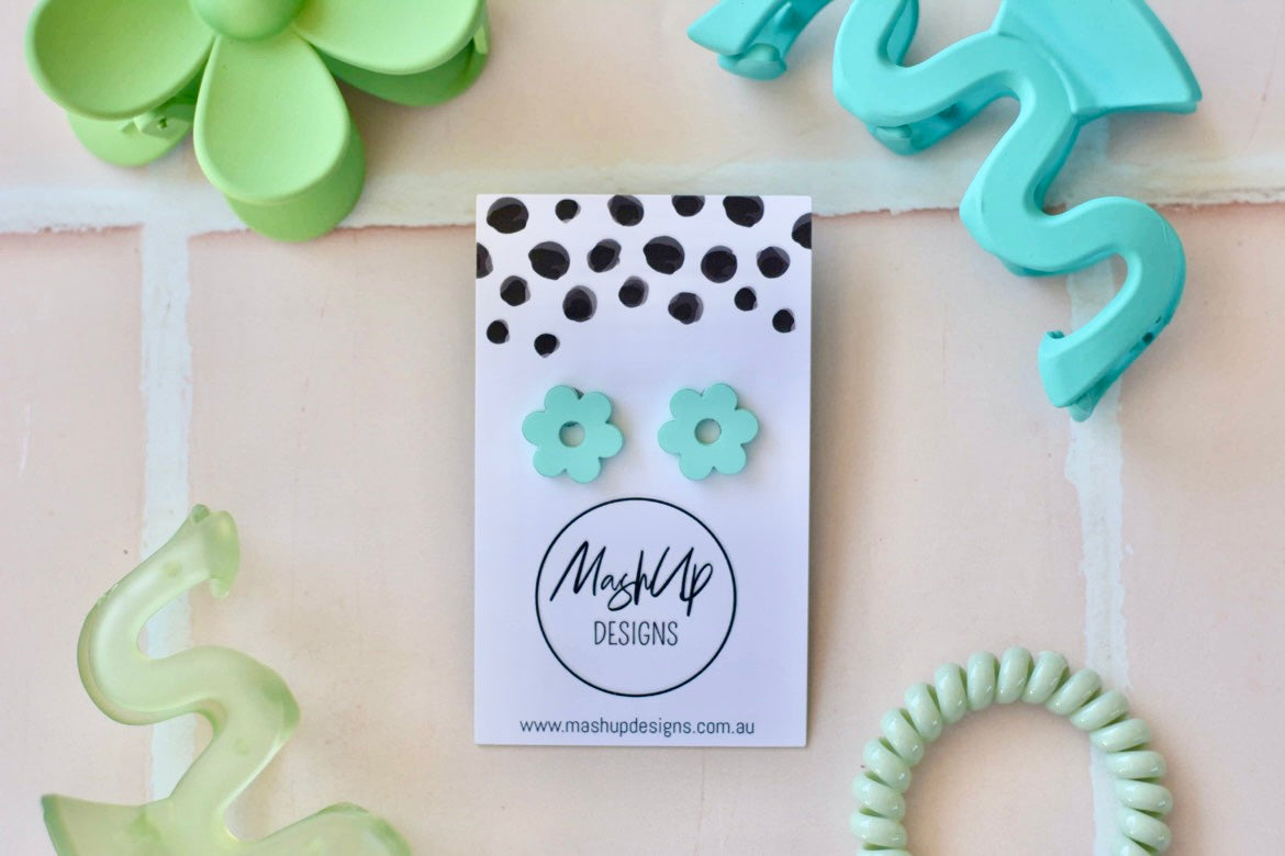 Tina Flower Studs - Mint - Premium  from MashUp Designs - Just $15.00! Shop now at The Aesthetic Gift Co