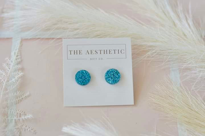 Dot Studs - Blue Glitter - Premium  from The Aesthetic Gift Co - Just $12.0! Shop now at The Aesthetic Gift Co