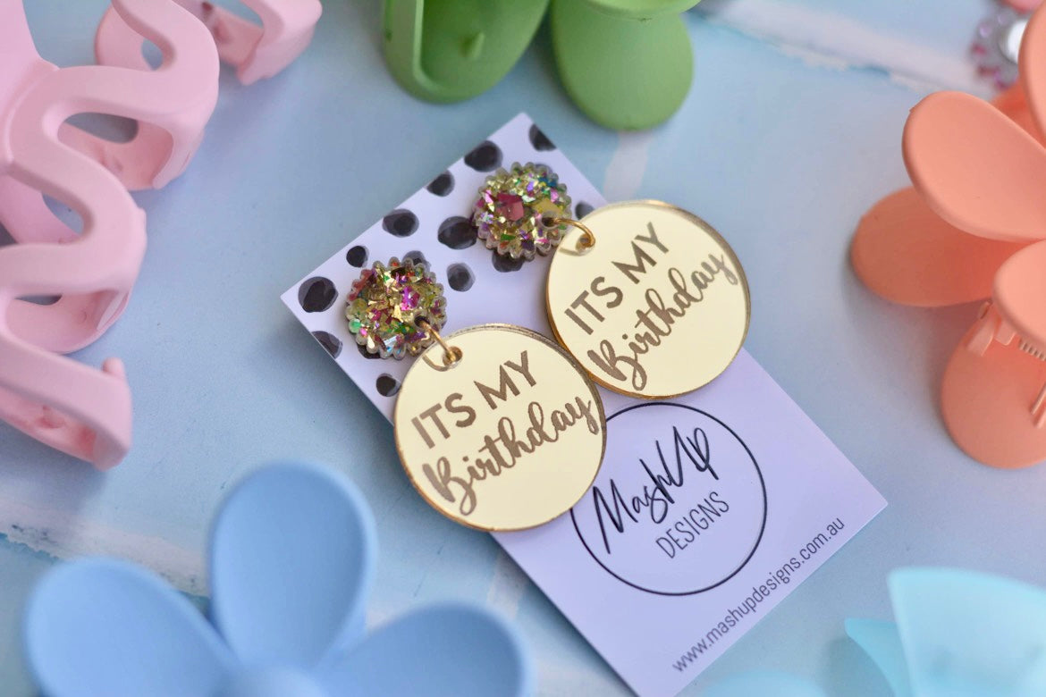 It’s My Birthday Earrings - Premium  from MashUp Designs - Just $24.99! Shop now at The Aesthetic Gift Co