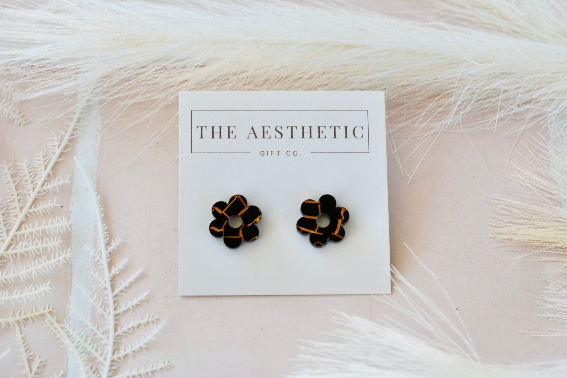 Tina Flower Studs - Black and Gold - Premium Earrings from MashUp Designs - Just $15.0! Shop now at The Aesthetic Gift Co